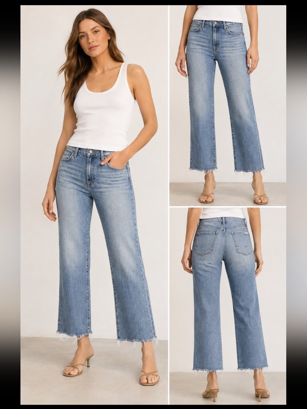 Hudson Noa Addison  Medium Wash Raw Hem Crop Denim Size 28